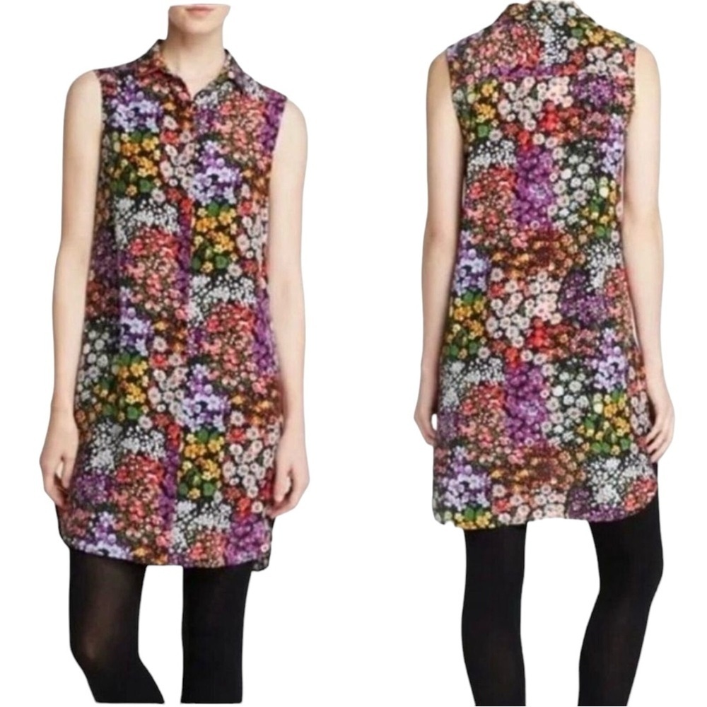 EQUIPMENT Michaela Lively Floral Silk Sleeveless Midi Shirt Dress